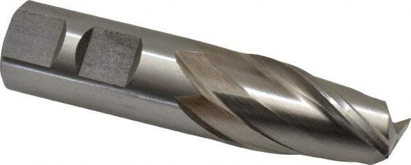 Interstate - 7/8", 1-1/2" LOC, 7/8" Shank Diam, 3-3/4" OAL, 2 Flute, High Speed Steel Square End Mill - Single End, Uncoated, Spiral Flute, 30° Helix, Centercutting, Right Hand Cut, Right Hand Flute - Eagle Tool & Supply