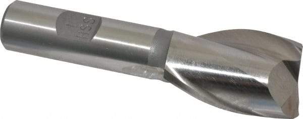 Interstate - 1", 1-1/2" LOC, 5/8" Shank Diam, 3-5/8" OAL, 2 Flute, High Speed Steel Square End Mill - Single End, Uncoated, Spiral Flute, 30° Helix, Centercutting, Right Hand Cut, Right Hand Flute - Eagle Tool & Supply