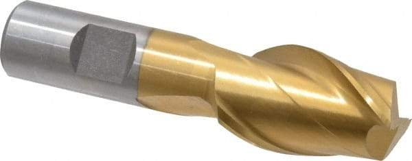 Interstate - 1", 1-1/2" LOC, 3/4" Shank Diam, 3-3/4" OAL, 2 Flute, High Speed Steel Square End Mill - Single End, Uncoated, Spiral Flute, 30° Helix, Centercutting, Right Hand Cut, Right Hand Flute - Eagle Tool & Supply