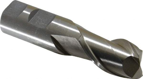 Interstate - 1", 1-5/8" LOC, 1" Shank Diam, 4-1/8" OAL, 2 Flute, High Speed Steel Square End Mill - Single End, Uncoated, Spiral Flute, 30° Helix, Centercutting, Right Hand Cut, Right Hand Flute - Eagle Tool & Supply