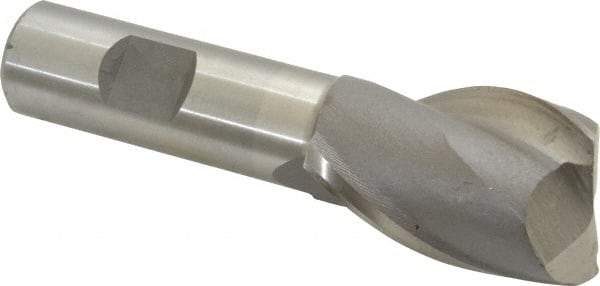 Interstate - 1-1/8", 1-5/8" LOC, 3/4" Shank Diam, 3-7/8" OAL, 2 Flute, High Speed Steel Square End Mill - Single End, Uncoated, Spiral Flute, 30° Helix, Centercutting, Right Hand Cut, Right Hand Flute - Eagle Tool & Supply