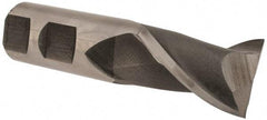 Interstate - 1-1/8", 1-5/8" LOC, 1" Shank Diam, 4-1/8" OAL, 2 Flute, High Speed Steel Square End Mill - Single End, Uncoated, Spiral Flute, 30° Helix, Centercutting, Right Hand Cut, Right Hand Flute - Eagle Tool & Supply