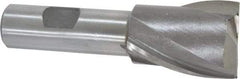 Interstate - 1-1/4", 1-5/8" LOC, 3/4" Shank Diam, 3-7/8" OAL, 2 Flute, High Speed Steel Square End Mill - Single End, Uncoated, Spiral Flute, 30° Helix, Centercutting, Right Hand Cut, Right Hand Flute - Eagle Tool & Supply