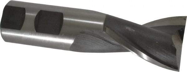 Interstate - 1-1/4", 1-5/8" LOC, 1" Shank Diam, 4-1/8" OAL, 2 Flute, High Speed Steel Square End Mill - Single End, Uncoated, Spiral Flute, 30° Helix, Centercutting, Right Hand Cut, Right Hand Flute - Eagle Tool & Supply