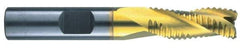 RobbJack - 7/16" Diam, Fine Pitch, 1" LOC, 3 Flute Solid Carbide Roughing Square End Mill - TiN Finish, 2-3/4" OAL, 7/16" Shank Diam, Single End, Centercutting, 30° Helix - Eagle Tool & Supply