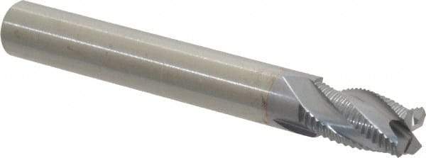 RobbJack - 5/16" Diam, Fine Pitch, 1/2" LOC, 4 Flute Solid Carbide Roughing Square End Mill - TiCN Finish, 2-1/2" OAL, 5/16" Shank Diam, Single End, Centercutting, 30° Helix - Eagle Tool & Supply