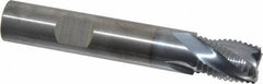 RobbJack - 1/2" Diam, Fine Pitch, 5/8" LOC, 4 Flute Solid Carbide Roughing Square End Mill - TiCN Finish, 3" OAL, 1/2" Shank Diam, Single End, Centercutting, 30° Helix - Eagle Tool & Supply