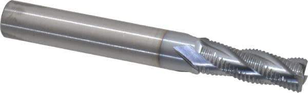 RobbJack - 9/32" Diam, Fine Pitch, 3/4" LOC, 4 Flute Solid Carbide Roughing Square End Mill - TiCN Finish, 2-1/2" OAL, 5/16" Shank Diam, Single End, Centercutting, 30° Helix - Eagle Tool & Supply