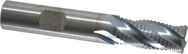 RobbJack - 1/2" Diam, Fine Pitch, 1" LOC, 4 Flute Solid Carbide Roughing Square End Mill - TiCN Finish, 3" OAL, 1/2" Shank Diam, Single End, Centercutting, 30° Helix - Eagle Tool & Supply
