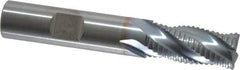 RobbJack - 1/2" Diam, Fine Pitch, 1" LOC, 4 Flute Solid Carbide Roughing Square End Mill - TiCN Finish, 3" OAL, 1/2" Shank Diam, Single End, Centercutting, 30° Helix - Eagle Tool & Supply