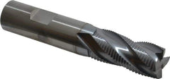 RobbJack - 3/4" Diam, Fine Pitch, 1-1/2" LOC, 4 Flute Solid Carbide Roughing Square End Mill - TiCN Finish, 4" OAL, 3/4" Shank Diam, Single End, Centercutting, 30° Helix - Eagle Tool & Supply