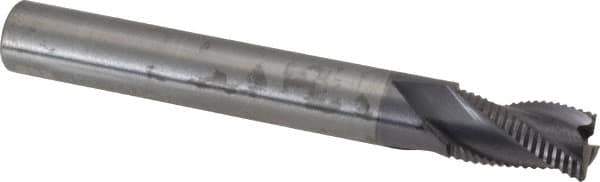 RobbJack - 5/16" Diam, Fine Pitch, 1/2" LOC, 3 Flute Solid Carbide Roughing Square End Mill - AlTiN Finish, 2-1/2" OAL, 5/16" Shank Diam, Single End, Centercutting, 30° Helix - Eagle Tool & Supply