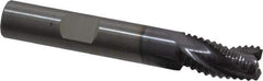 RobbJack - 3/8" Diam, Fine Pitch, 5/8" LOC, 3 Flute Solid Carbide Roughing Square End Mill - AlTiN Finish, 2-1/2" OAL, 3/8" Shank Diam, Single End, Centercutting, 30° Helix - Eagle Tool & Supply