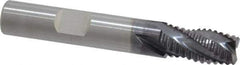 RobbJack - 3/8" Diam, Fine Pitch, 5/8" LOC, 4 Flute Solid Carbide Roughing Square End Mill - AlTiN Finish, 2-1/2" OAL, 3/8" Shank Diam, Single End, Centercutting, 30° Helix - Eagle Tool & Supply
