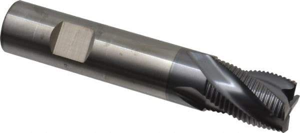 RobbJack - 3/4" Diam, Fine Pitch, 1" LOC, 4 Flute Solid Carbide Roughing Square End Mill - AlTiN Finish, 4" OAL, 3/4" Shank Diam, Single End, Centercutting, 30° Helix - Eagle Tool & Supply