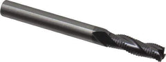 RobbJack - 1/4" Diam, Fine Pitch, 3/4" LOC, 3 Flute Solid Carbide Roughing Square End Mill - AlTiN Finish, 2-1/2" OAL, 1/4" Shank Diam, Single End, Centercutting, 30° Helix - Eagle Tool & Supply