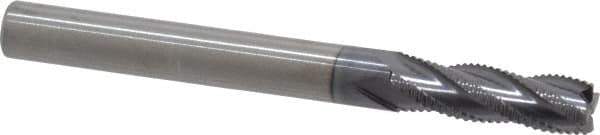 RobbJack - 1/4" Diam, Fine Pitch, 3/4" LOC, 4 Flute Solid Carbide Roughing Square End Mill - AlTiN Finish, 2-1/2" OAL, 1/4" Shank Diam, Single End, Centercutting, 30° Helix - Eagle Tool & Supply