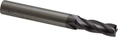 RobbJack - 9/32" Diam, Fine Pitch, 3/4" LOC, 4 Flute Solid Carbide Roughing Square End Mill - AlTiN Finish, 2-1/2" OAL, 5/16" Shank Diam, Single End, Centercutting, 30° Helix - Eagle Tool & Supply