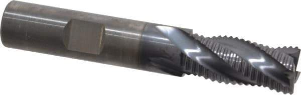 RobbJack - 1/2" Diam, Fine Pitch, 1" LOC, 4 Flute Solid Carbide Roughing Square End Mill - AlTiN Finish, 3" OAL, 1/2" Shank Diam, Single End, Centercutting, 30° Helix - Eagle Tool & Supply