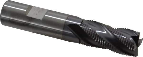 RobbJack - 3/4" Diam, Fine Pitch, 1-1/2" LOC, 4 Flute Solid Carbide Roughing Square End Mill - AlTiN Finish, 4" OAL, 3/4" Shank Diam, Single End, Centercutting, 30° Helix - Eagle Tool & Supply