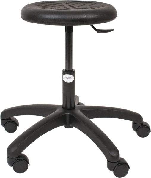 Made in USA - 15-1/2 to 20-1/2" High Utility Stool - Polyurethane Seat, Black - Eagle Tool & Supply