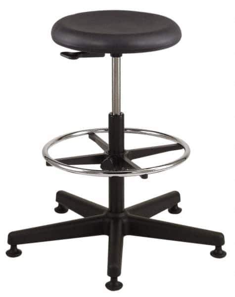 Bevco - 18-1/2 to 26" High Versa Backless Utility Stool with Black Nylon Base - Polyurethane Seat, Black, Mushroom Glides - Eagle Tool & Supply