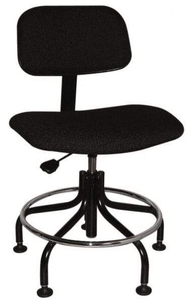 Bevco - Ergonomic Chair with Welded Footring - Cloth Seat, Black - Eagle Tool & Supply