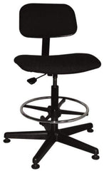 Bevco - Ergonomic Chair with Adjustable Footring - Cloth Seat, Black - Eagle Tool & Supply