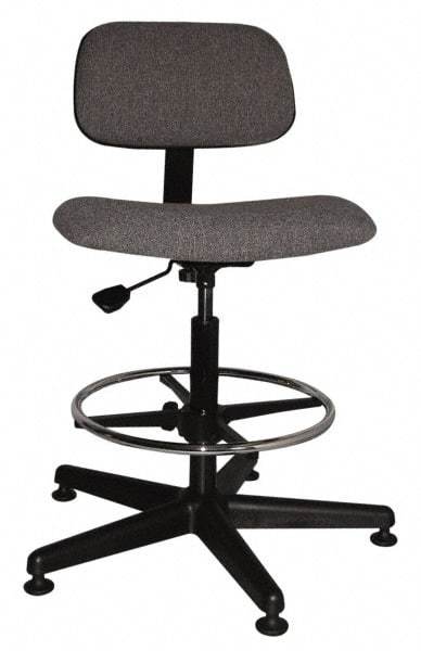 Bevco - Ergonomic Chair with Adjustable Footring - Cloth Seat, Gray - Eagle Tool & Supply