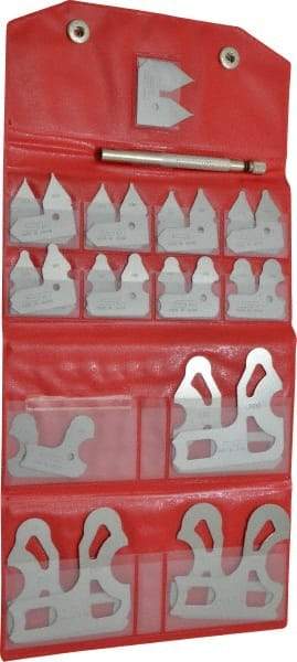 SPI - 26 Piece, 0.01 to 1/2 Inch Radius, Stainless Steel Radius Gage Set - Satin Chrome Coated - Eagle Tool & Supply