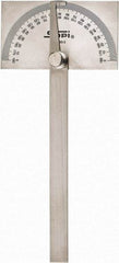 SPI - 6 Inch Long Blade, 180° Max Measurement, 1° Dial Graduation, Rectangular Head Protractor - Accuracy Up to 30 Min, 0 to 90 to 0 Dial Range - Eagle Tool & Supply