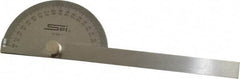 SPI - 6 Inch Long Blade, 180° Max Measurement, 1° Dial Graduation, Half Round Head Protractor - Accuracy Up to 5 Min, 0 to 90 to 0 Dial Range - Eagle Tool & Supply