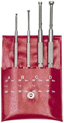 SPI - 1/8 to 1/2 Inch Measurement, 0.8800, 1.2000 and 1.6000 Inch Gage Depth, Small Hole Gage Set - Half Ball, Satin Chrome Coated, Includes Pouch - Eagle Tool & Supply