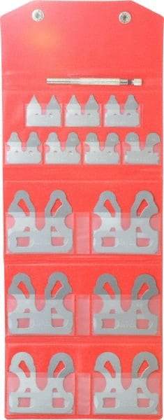 SPI - 26 Piece, 0.5 to 13 mm Radius, Stainless Steel Radius Gage Set - Satin Chrome Coated - Eagle Tool & Supply