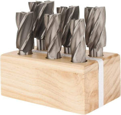 Interstate - 3/4 to 1-1/2", 4 Flute Square End Mill Set - Uncoated, High Speed Steel, Single End, 3/4" Shank Diam - Eagle Tool & Supply