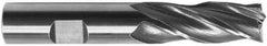 Interstate - 1-3/8", 2" LOC, 1" Shank Diam, 4-1/2" OAL, 6 Flute, High Speed Steel Square End Mill - Single End, Uncoated, Spiral Flute, 30° Helix, Right Hand Cut, Right Hand Flute - Eagle Tool & Supply