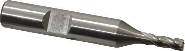 Interstate - 5/32", 7/16" LOC, 3/8" Shank Diam, 2-3/8" OAL, 4 Flute, High Speed Steel Square End Mill - Single End, Uncoated, Spiral Flute, 30° Helix, Right Hand Cut, Right Hand Flute - Eagle Tool & Supply