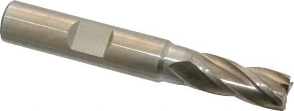 Interstate - 21/64", 3/4" LOC, 3/8" Shank Diam, 2-1/2" OAL, 4 Flute, High Speed Steel Square End Mill - Single End, Uncoated, Spiral Flute, 30° Helix, Right Hand Cut, Right Hand Flute - Eagle Tool & Supply