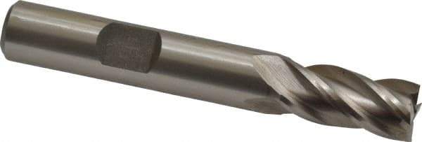 Interstate - 23/64", 3/4" LOC, 3/8" Shank Diam, 2-1/2" OAL, 4 Flute, High Speed Steel Square End Mill - Single End, Uncoated, Spiral Flute, 30° Helix, Right Hand Cut, Right Hand Flute - Eagle Tool & Supply