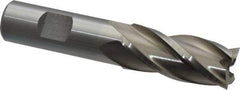 Interstate - 13/16", 1-7/8" LOC, 3/4" Shank Diam, 4-1/8" OAL, 4 Flute, High Speed Steel Square End Mill - Single End, Uncoated, Spiral Flute, 30° Helix, Right Hand Cut, Right Hand Flute - Eagle Tool & Supply