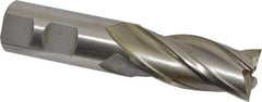 Interstate - 7/8", 1-7/8" LOC, 7/8" Shank Diam, 4-1/8" OAL, 4 Flute, High Speed Steel Square End Mill - Single End, Uncoated, Spiral Flute, 30° Helix, Right Hand Cut, Right Hand Flute - Eagle Tool & Supply