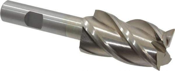 Interstate - 1", 1-7/8" LOC, 1/2" Shank Diam, 4" OAL, 4 Flute, High Speed Steel Square End Mill - Single End, Uncoated, Spiral Flute, 30° Helix, Right Hand Cut, Right Hand Flute - Eagle Tool & Supply