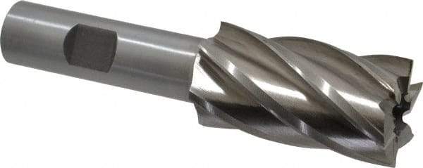 Interstate - 1", 1-7/8" LOC, 5/8" Shank Diam, 4" OAL, 6 Flute, High Speed Steel Square End Mill - Single End, Uncoated, Spiral Flute, 30° Helix, Right Hand Cut, Right Hand Flute - Eagle Tool & Supply