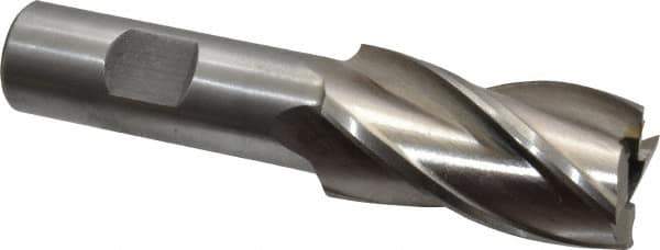 Interstate - 1", 1-7/8" LOC, 3/4" Shank Diam, 4-1/8" OAL, 4 Flute, High Speed Steel Square End Mill - Single End, Uncoated, Spiral Flute, 30° Helix, Right Hand Cut, Right Hand Flute - Eagle Tool & Supply