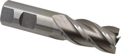 Interstate - 1", 2" LOC, 1" Shank Diam, 4-1/2" OAL, 4 Flute, High Speed Steel Square End Mill - Single End, Uncoated, Spiral Flute, 30° Helix, Right Hand Cut, Right Hand Flute - Eagle Tool & Supply