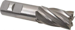 Interstate - 1-1/8", 2" LOC, 1" Shank Diam, 4-1/2" OAL, 6 Flute, High Speed Steel Square End Mill - Single End, Uncoated, Spiral Flute, 30° Helix, Right Hand Cut, Right Hand Flute - Eagle Tool & Supply
