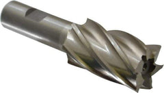 Interstate - 1-3/16", 2" LOC, 3/4" Shank Diam, 4-1/4" OAL, 6 Flute, High Speed Steel Square End Mill - Single End, Uncoated, Spiral Flute, 30° Helix, Right Hand Cut, Right Hand Flute - Eagle Tool & Supply