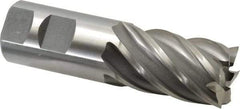 Interstate - 1-1/4", 2" LOC, 1-1/4" Shank Diam, 4-1/2" OAL, 6 Flute, High Speed Steel Square End Mill - Single End, Uncoated, Spiral Flute, 30° Helix, Right Hand Cut, Right Hand Flute - Eagle Tool & Supply