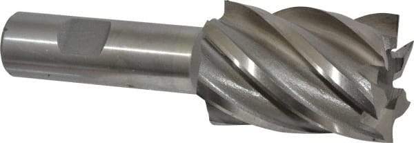 Interstate - 1-3/8", 2" LOC, 3/4" Shank Diam, 4-1/2" OAL, 6 Flute, High Speed Steel Square End Mill - Single End, Uncoated, Spiral Flute, 30° Helix, Right Hand Cut, Right Hand Flute - Eagle Tool & Supply