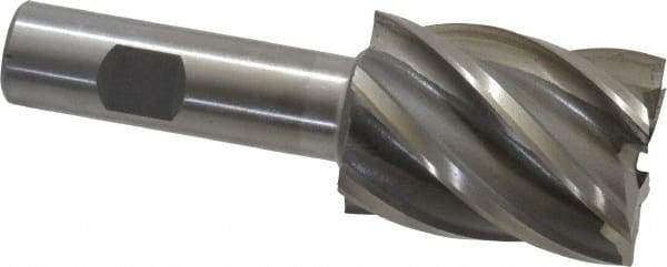Interstate - 1-1/2", 2" LOC, 3/4" Shank Diam, 4-1/2" OAL, 6 Flute, High Speed Steel Square End Mill - Single End, Uncoated, Spiral Flute, 30° Helix, Right Hand Cut, Right Hand Flute - Eagle Tool & Supply